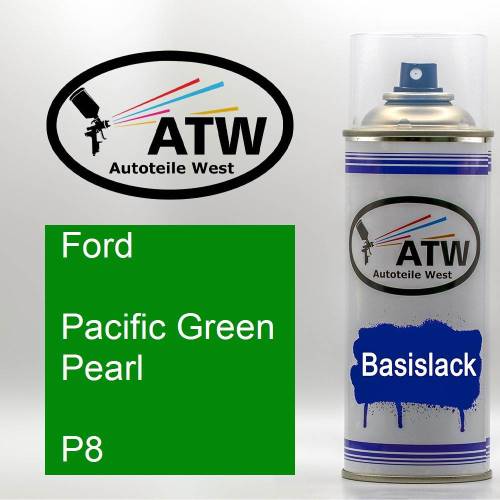 Ford, Pacific Green Pearl, P8: 400ml Sprühdose, von ATW Autoteile West.